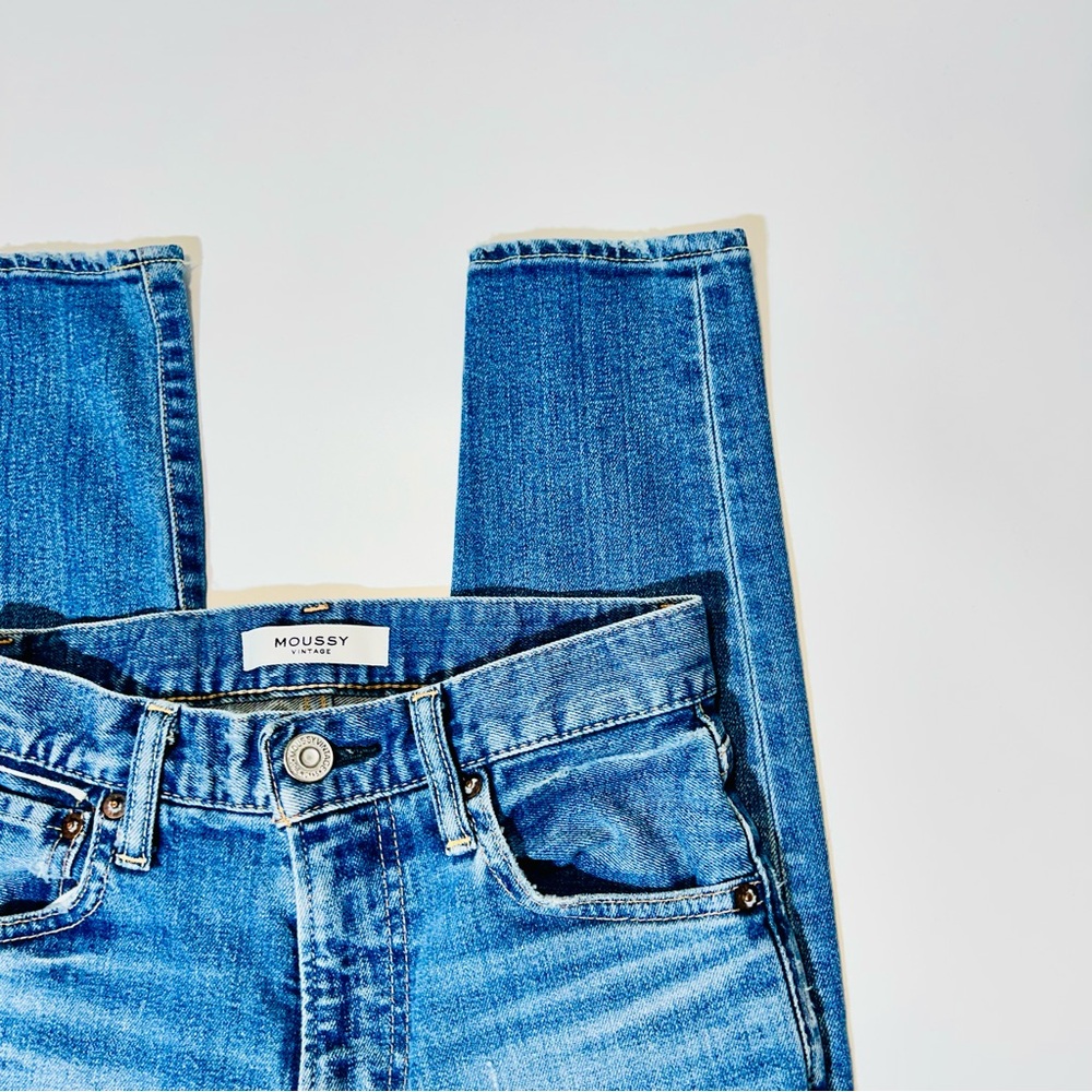 Moussy Vintage jeans high Rise Skinny jeans distressed blue women size 24 - Picture 6 of 10